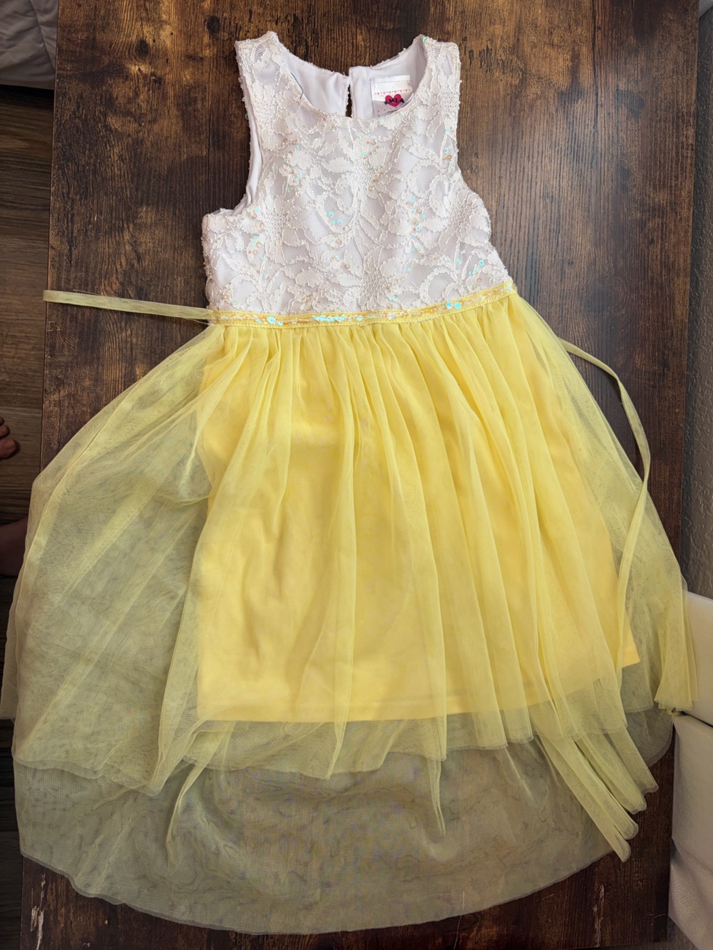 Sparkle Lace & Yellow Tulle Girls' Party Dress